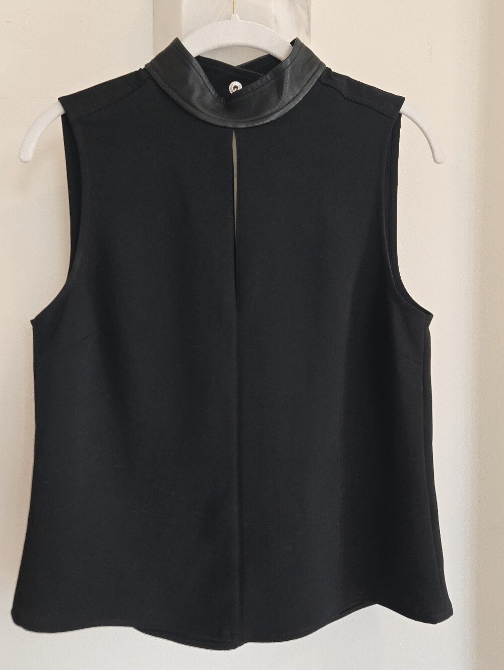 ALC Sleeveless Mock Neck Faux Leather Collar Top